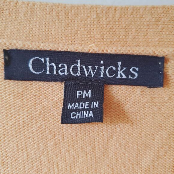 Chadwick's Cardigan Womens Size PM Soft Yellow Retro Button 50s 60s Cotton Sz M - Picture 2 of 8